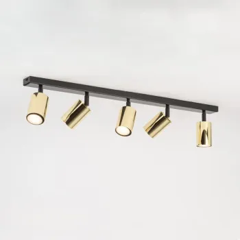 Sigma Zoom fekete-sárgaréz mennyezeti spotlámpa (SIG-33600) GU10 5 izzós IP20