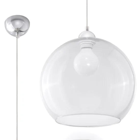 Sollux Ball átlátszó függesztett lámpa (SOL-SL.0248) E27 1 izzós IP20
