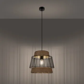 Sollux Brilo fekete-natúr függesztett lámpa (SOL-SL.1253) E27 1 izzós IP20