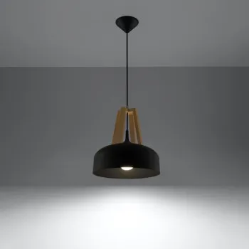 Sollux Casco fekete-natúr függesztett lámpa (SOL-SL.0390) E27 1 izzós IP20