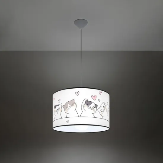 Sollux Cat 40 fehér-színes gyerek függesztett lámpa (SOL-SL.1419) E27 1 izzós IP20