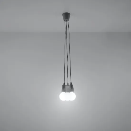 Sollux Diego 3 szürke függesztett lámpa (SOL-SL.0576) E27 3 izzós IP20