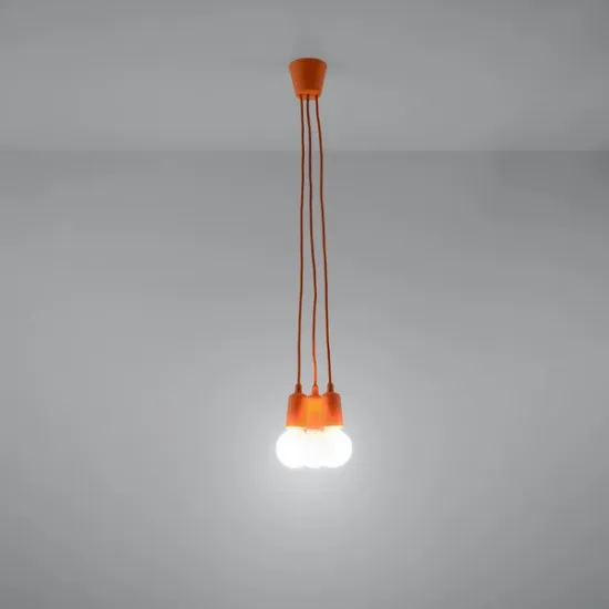 Sollux Diego 3 narancs függesztett lámpa (SOL-SL.0585) E27 3 izzós IP20