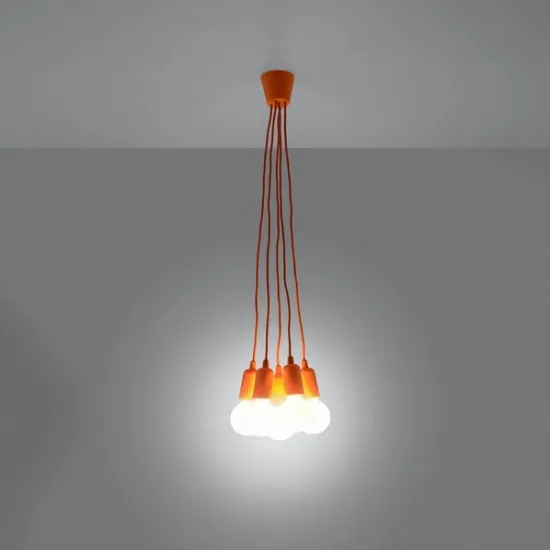 Sollux Diego 5 narancs függesztett lámpa (SOL-SL.0586) E27 5 izzós IP20