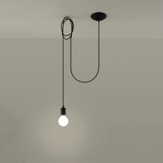 Sollux Edison 1 fekete függesztett lámpa (SOL-SL.0369) E27 1 izzós IP20