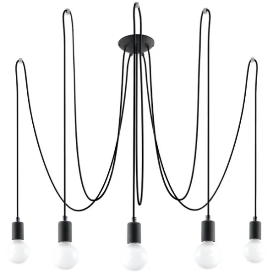Sollux Edison 5 fekete csillár (SOL-SL.0371) E27 5 izzós IP20