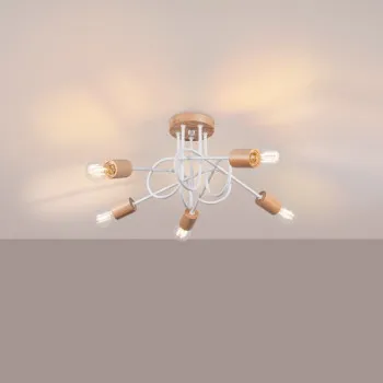 Sollux Ember 5 fehér-natúr mennyezeti lámpa (SOL-SL.1475) E27 5 izzós IP20