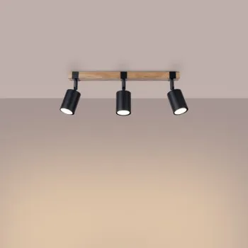 Sollux Fager 3 fekete-natúr mennyezeti lámpa (SOL-SL.1345) GU10 3 izzós IP20