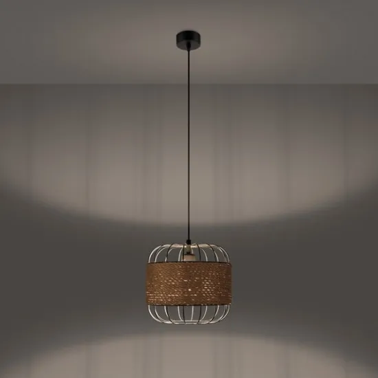 Sollux Fost fekete-natúr függesztett lámpa (SOL-SL.1252) E27 1 izzós IP20