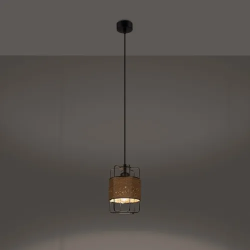 Sollux Gizur 1 fekete-natúr függesztett lámpa (SOL-SL.1300) E27 1 izzós IP20
