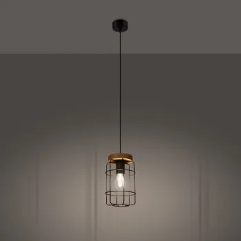 Sollux Gotto fekete-natúr függesztett lámpa (SOL-SL.1263) E27 1 izzós IP20