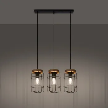 Sollux Gotto fekete-natúr függesztett lámpa (SOL-SL.1264) E27 3 izzós IP20