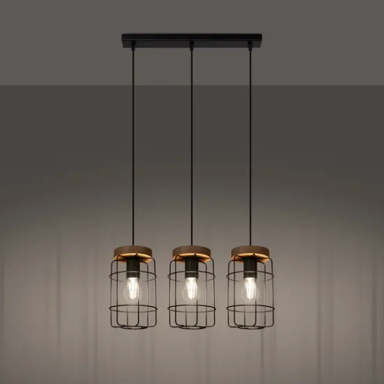 Sollux Gotto fekete-natúr függesztett lámpa (SOL-SL.1264) E27 3 izzós IP20