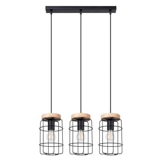 Sollux Gotto fekete-natúr függesztett lámpa (SOL-SL.1264) E27 3 izzós IP20