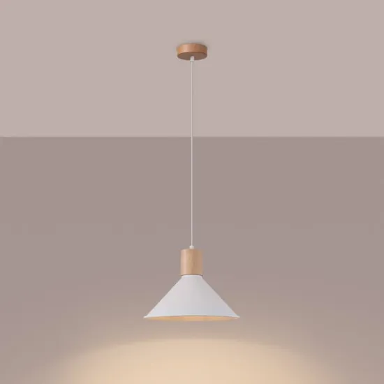 Sollux Jaga fehér-natúr függesztett lámpa (SOL-SL.1319) E27 1 izzós IP20