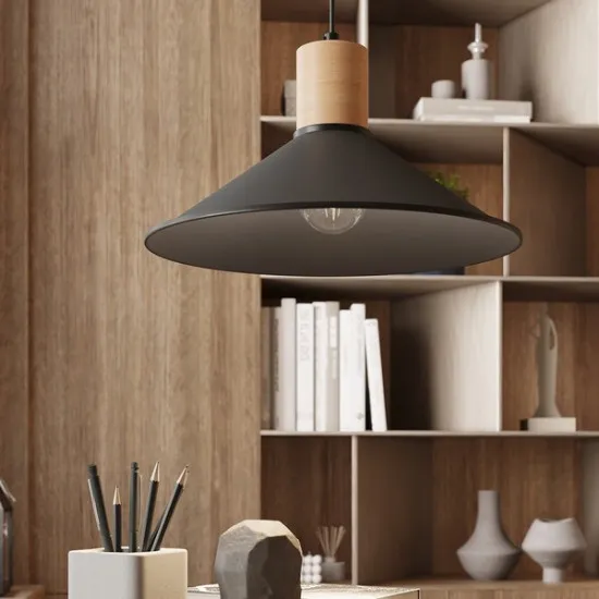 Sollux Jaga fekete-natúr függesztett lámpa (SOL-SL.1320) E27 1 izzós IP20