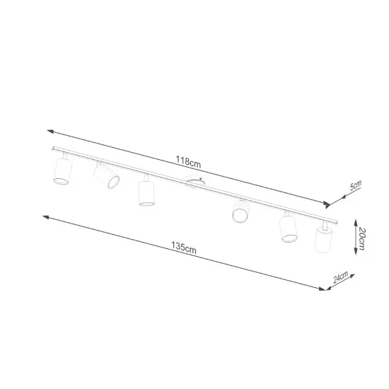 Sollux Lemmi 6L fekete mennyezeti lámpa (SOL-SL.1169) GU10 6 izzós IP20