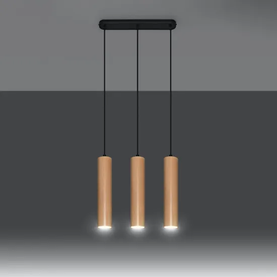 Sollux Lino 3 fekete-natúr függesztett lámpa (SOL-SL.0638) GU10 3 izzós IP20