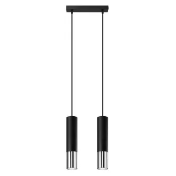 Sollux Loopez 2 fekete-króm függesztett lámpa (SOL-SL.0941) GU10 2 izzós IP20