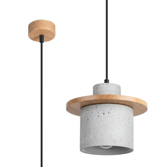 Sollux Mab szürke-natúr függesztett lámpa (SOL-SL.1363) E27 1 izzós IP20