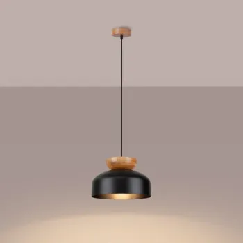 Sollux Marion fekete-natúr függesztett lámpa (SOL-SL.1351) E27 1 izzós IP20