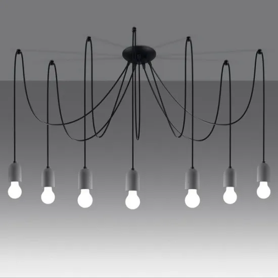 Sollux Neso 7 szürke-fekete csillár (SOL-SL.1162) E27 7 izzós IP20