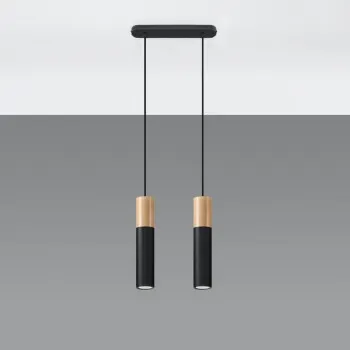 Sollux Pablo 2 fekete-natúr függesztett lámpa (SOL-SL.0633) GU10 2 izzós IP20