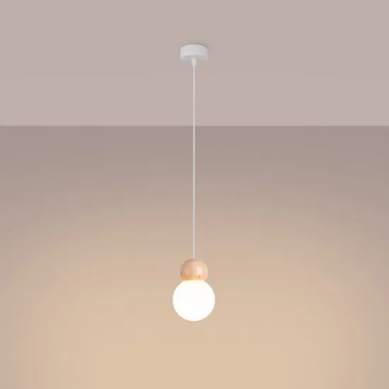Sollux Pekka 1 fehér-natúr függesztett lámpa (SOL-SL.1390) G9 1 izzós IP20