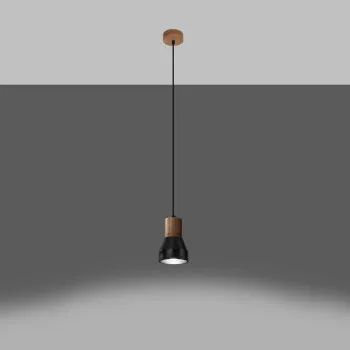 Sollux Qubic fekete-natúr függesztett lámpa (SOL-SL.0963) E27 1 izzós IP20