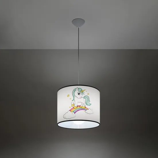 Sollux Unicorn 30 fehér-színes gyerek függesztett lámpa (SOL-SL.1412) E27 1 izzós IP20