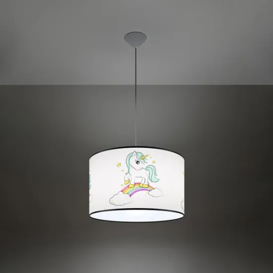 Sollux Unicorn 40 fehér-színes gyerek függesztett lámpa (SOL-SL.1413) E27 1 izzós IP20