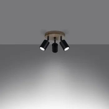 Sollux Verdo 3P fekete-natúr mennyezeti lámpa (SOL-SL.1292) GU10 3 izzós IP20