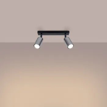 Sollux Winx 2 fekete-króm mennyezeti spotlámpa (SOL-SL.1367) GU10 2 izzós IP20