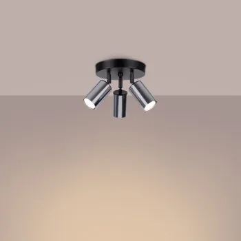 Sollux Winx 3P fekete-króm mennyezeti spotlámpa (SOL-SL.1369) GU10 3 izzós IP20