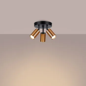Sollux Winx 3P fekete-réz mennyezeti spotlámpa (SOL-SL.1377) GU10 3 izzós IP20