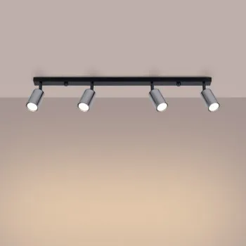 Sollux Winx 4L fekete-króm mennyezeti spotlámpa (SOL-SL.1371) GU10 4 izzós IP20