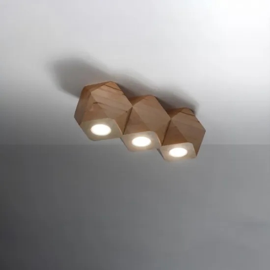 Sollux Woody 3 natúr mennyezeti lámpa (SOL-SL.1010) GU10 3 izzós IP20