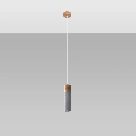 Sollux Zane 1 szürke-natúr függesztett lámpa (SOL-SL.0965) GU10 1 izzós IP20