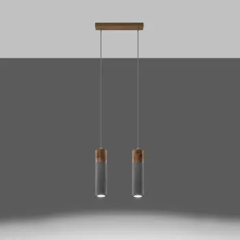 Sollux Zane 2 szürke-natúr függesztett lámpa (SOL-SL.0966) GU10 2 izzós IP20
