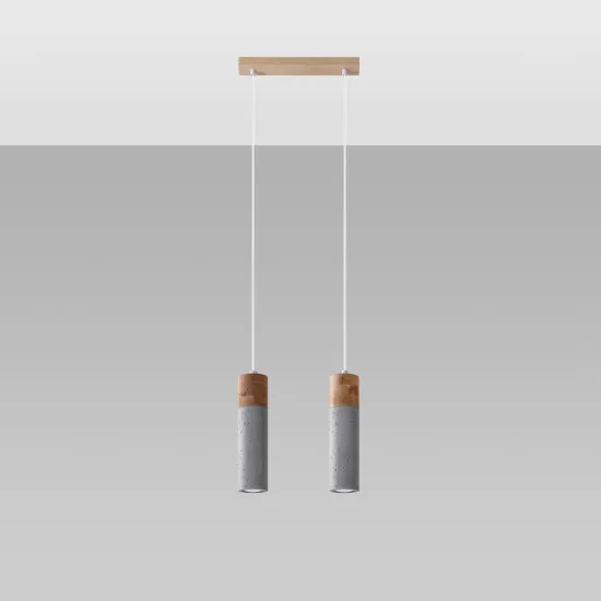 Sollux Zane 2 szürke-natúr függesztett lámpa (SOL-SL.0966) GU10 2 izzós IP20