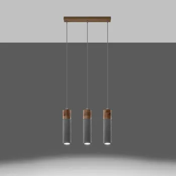 Sollux Zane 3 szürke-natúr függesztett lámpa (SOL-SL.0967) GU10 3 izzós IP20
