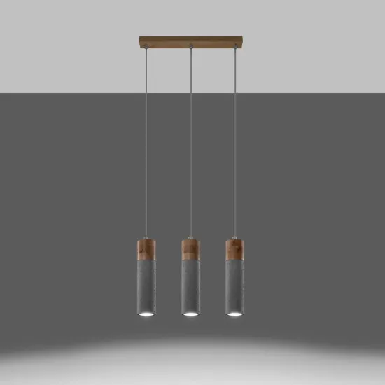 Sollux Zane 3 szürke-natúr függesztett lámpa (SOL-SL.0967) GU10 3 izzós IP20