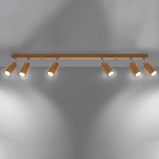Sollux Zeke 6 tölgy színű mennyezeti lámpa (SOL-SL.1032) GU10 6 izzós IP20