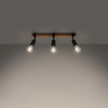 Sollux Zuca 3 fekete-natúr mennyezeti lámpa (SOL-SL.1297) E27 3 izzós IP20