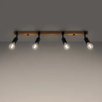 Sollux Zuca 4 fekete-natúr mennyezeti lámpa (SOL-SL.1298) E27 4 izzós IP20