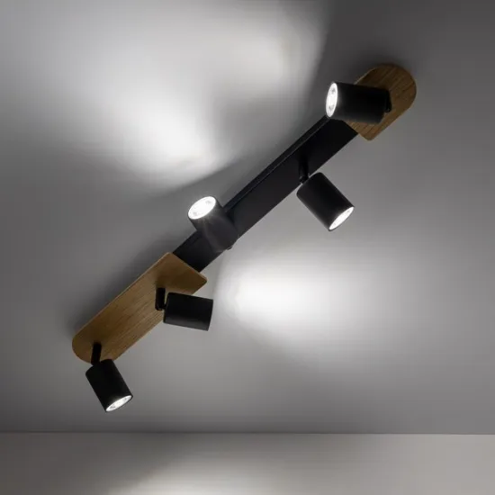 TK Lighting Cover Wood fekete-barna mennyezeti spotlámpa (TK-5777) GU10 5 izzós IP20