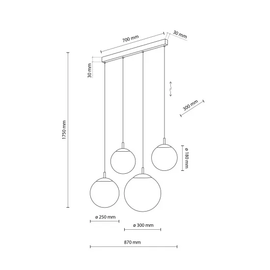 TK Lighting Esme fehér-fekete függesztett lámpa (TK-4790) E27 4 izzós IP20