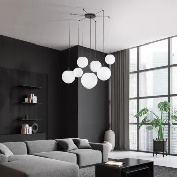 TK Lighting Esme fehér-fekete függesztett lámpa (TK-4794) E27 7 izzós IP20