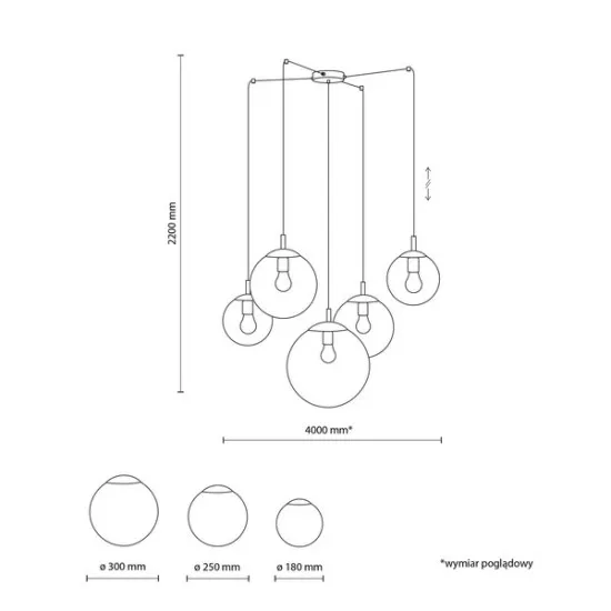 TK Lighting Esme átlátszó-szürke-barna függesztett lámpa (TK-4796) E27 5 izzós IP20
