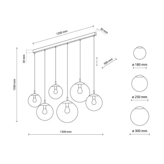 TK Lighting Esme füstszínű függesztett lámpa (TK-4797) E27 6 izzós IP20
